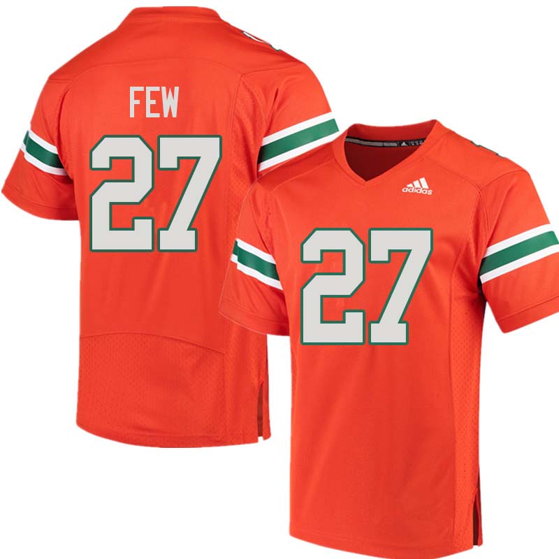 Adidas Miami Hurricanes #27 Marshall Few College Football Jerseys Sale-Orange